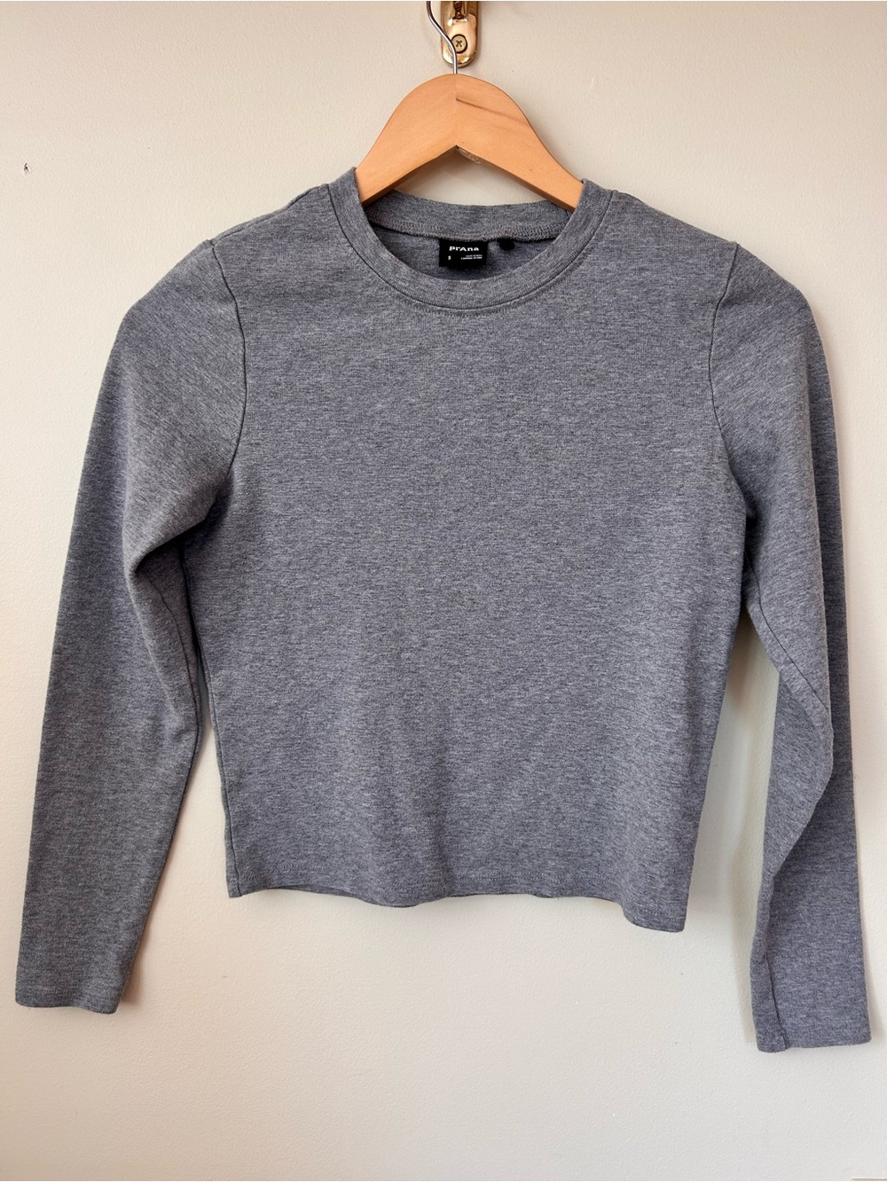 Prana Gray Crewneck Long Sleeve Cropped Top